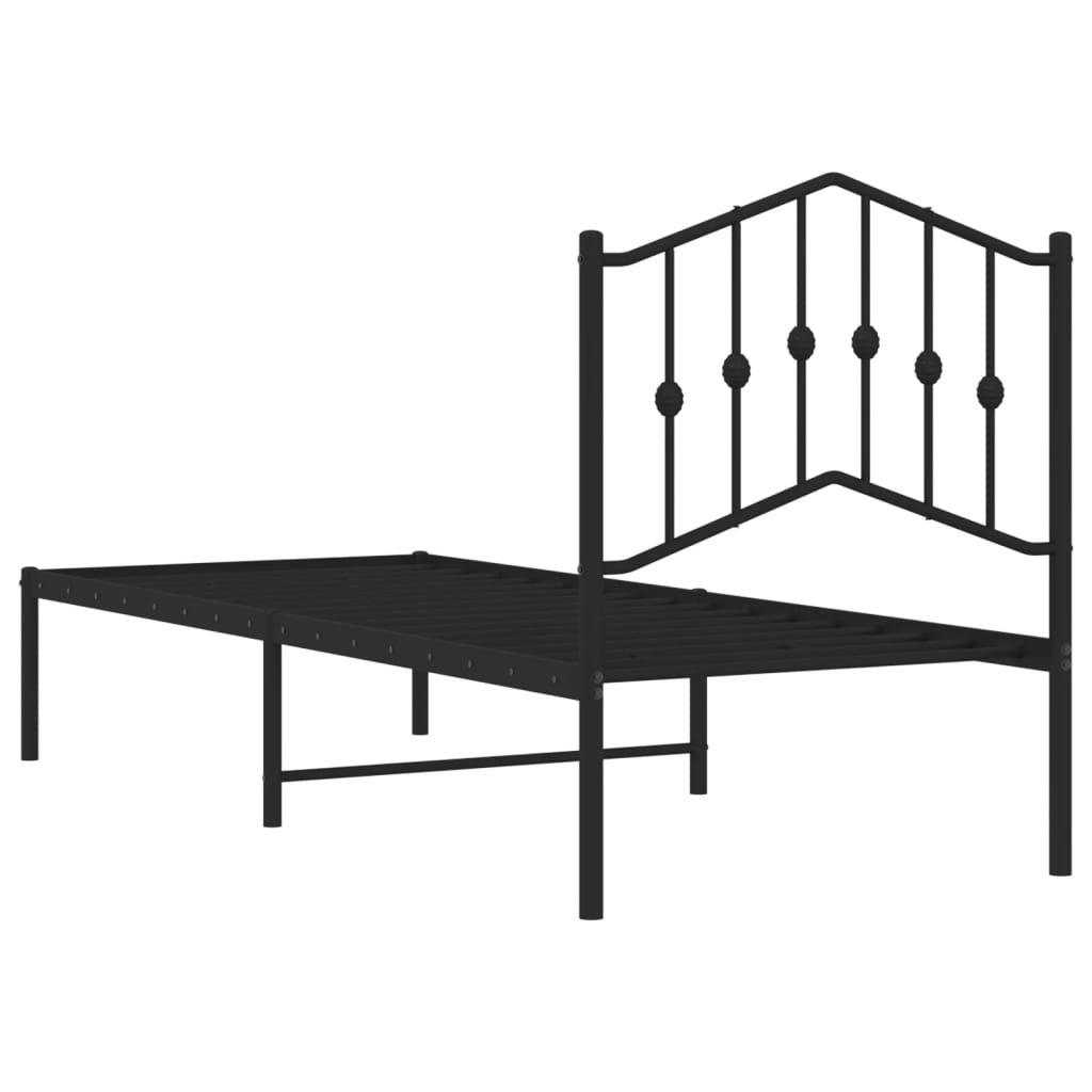 vidaXL Cadre de lit métal sans matelas avec tête de lit noir 75x190 cm