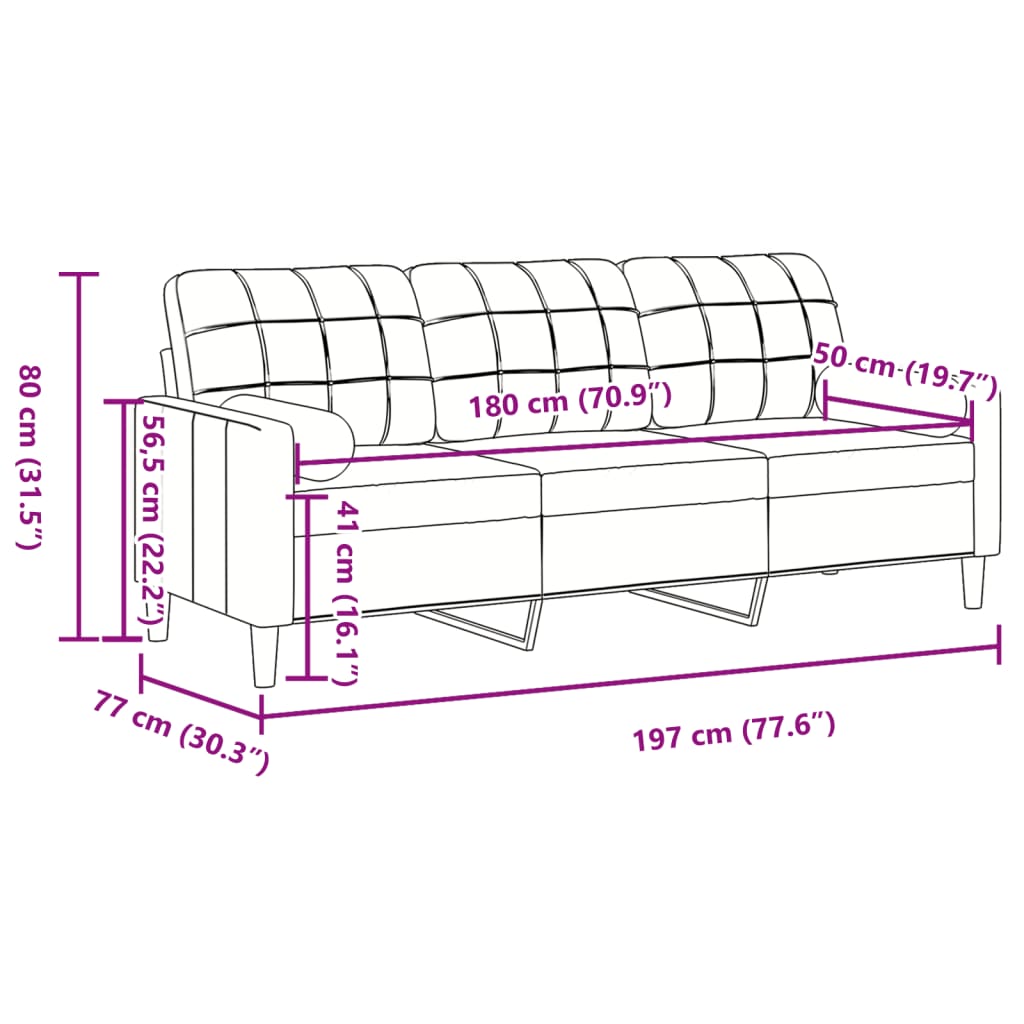 vidaXL Canapé 3 places avec oreillers décoratifs noir 180 cm velours