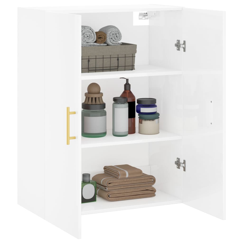 vidaXL Armoire murale blanc brillant 69,5x34x90 cm