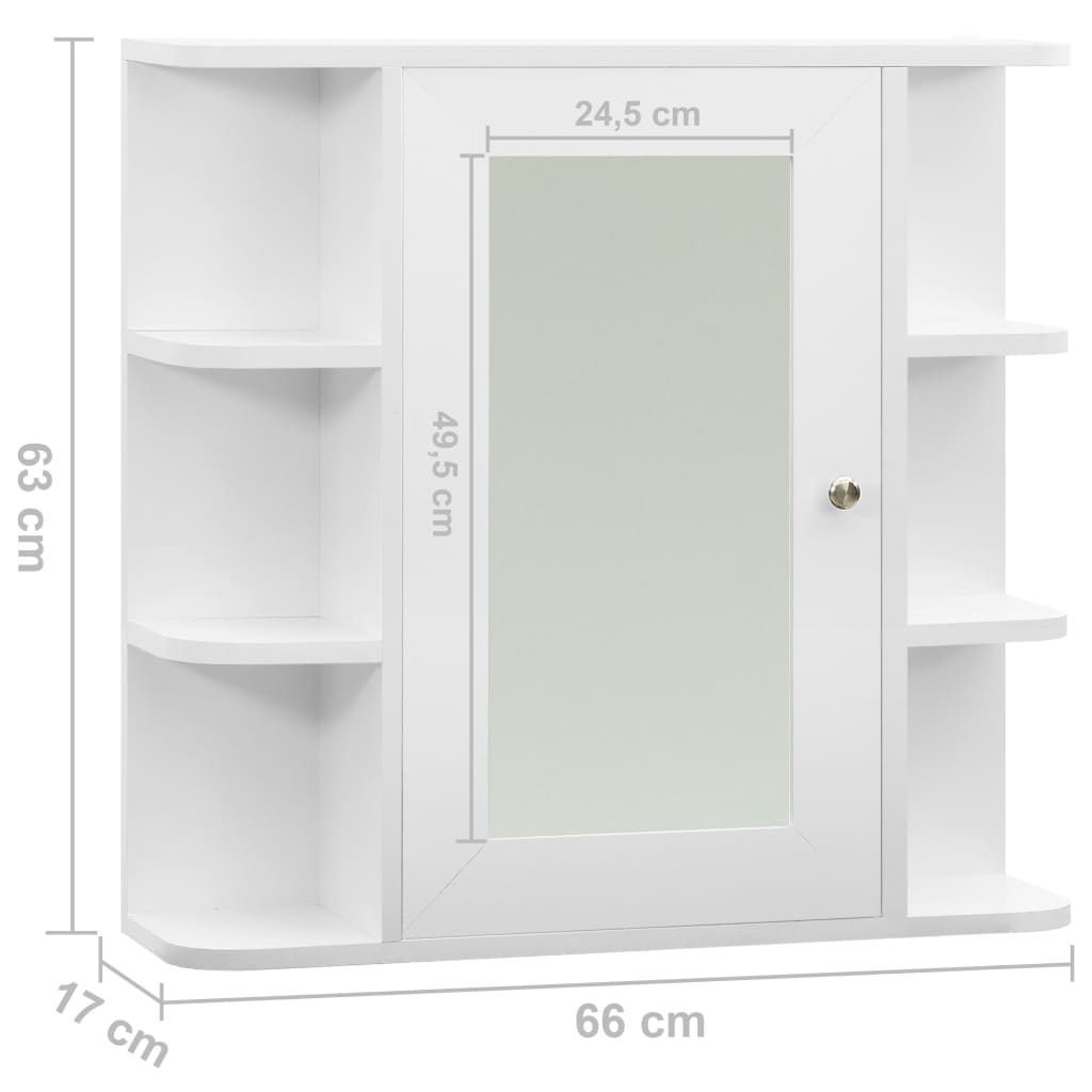 vidaXL Armoire à miroir de salle de bain Blanc 66x17x63 cm MDF