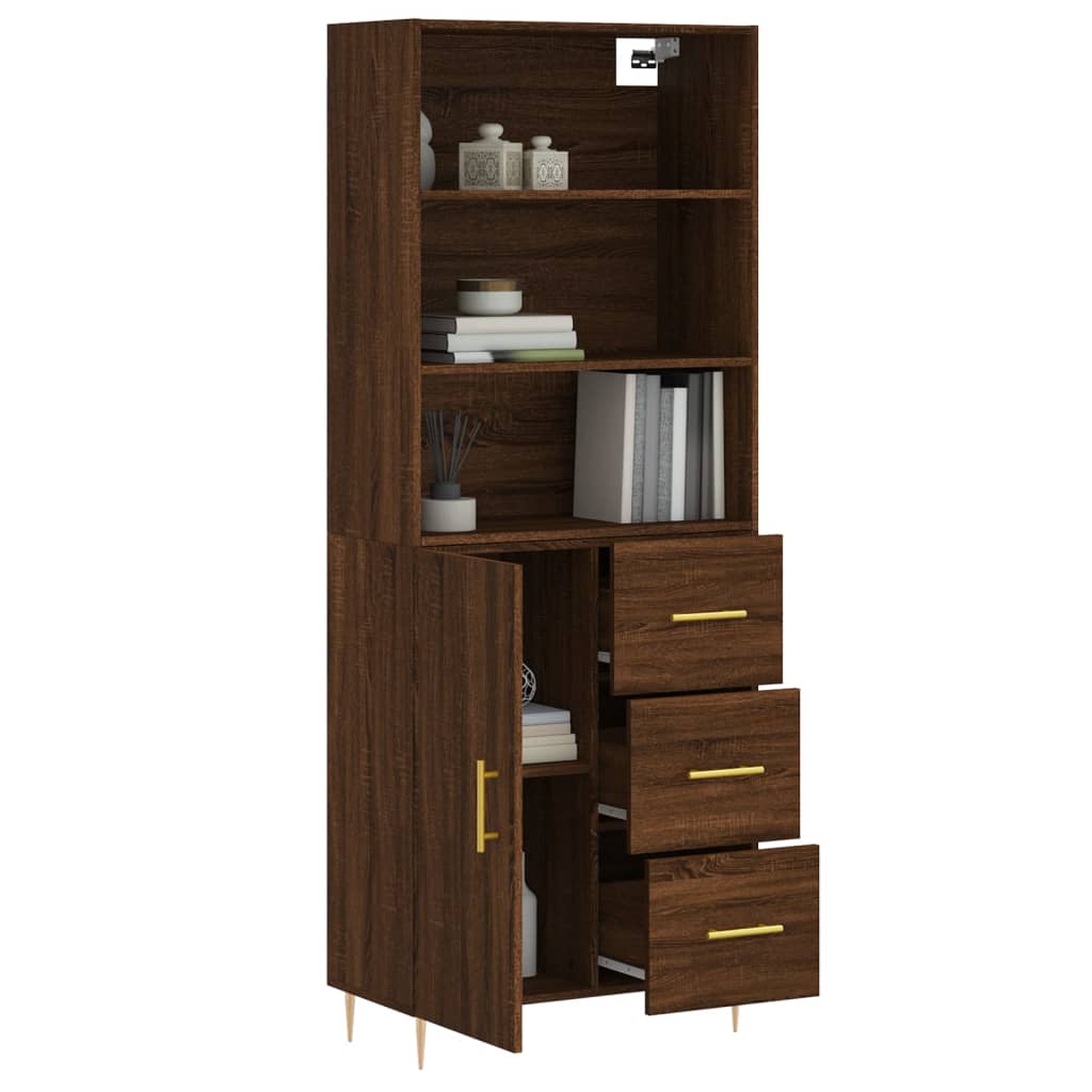 vidaXL Buffet haut Chêne marron 69,5x34x180 cm Bois d'ingénierie