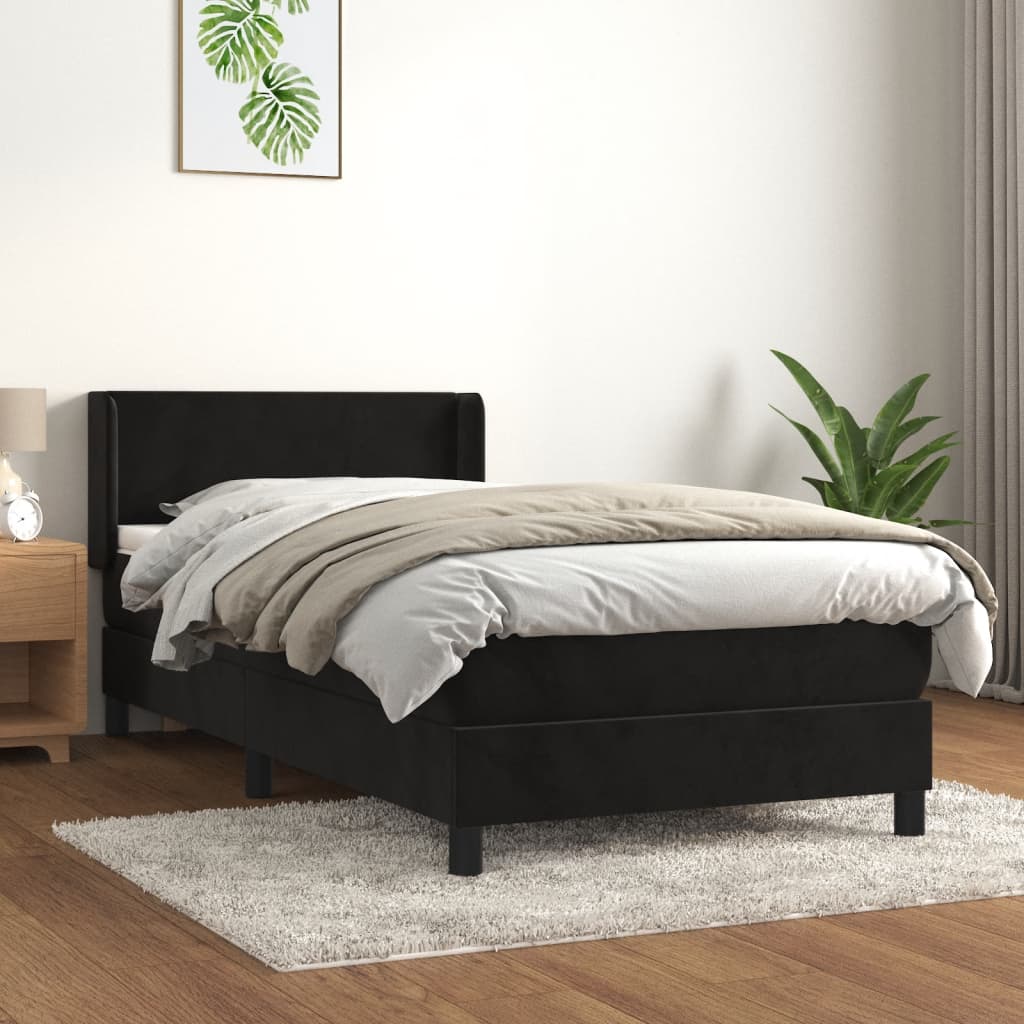 vidaXL Sommier à lattes de lit et matelas Noir 80x200 cm Velours