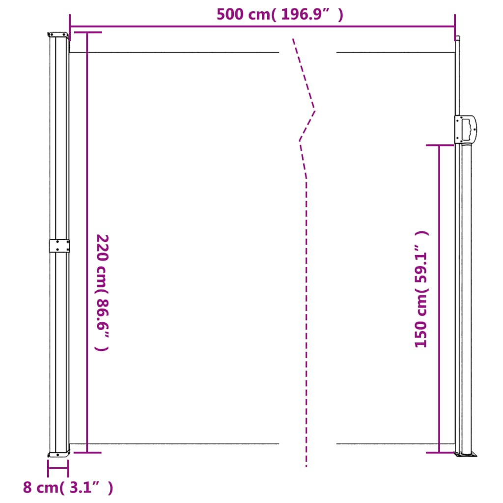 vidaXL Auvent latéral rétractable beige 220x500 cm