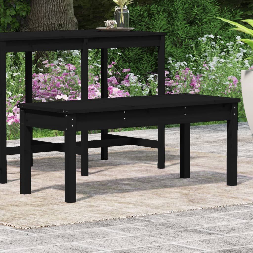 vidaXL Banc de jardin noir 109x44x45 cm bois massif de pin