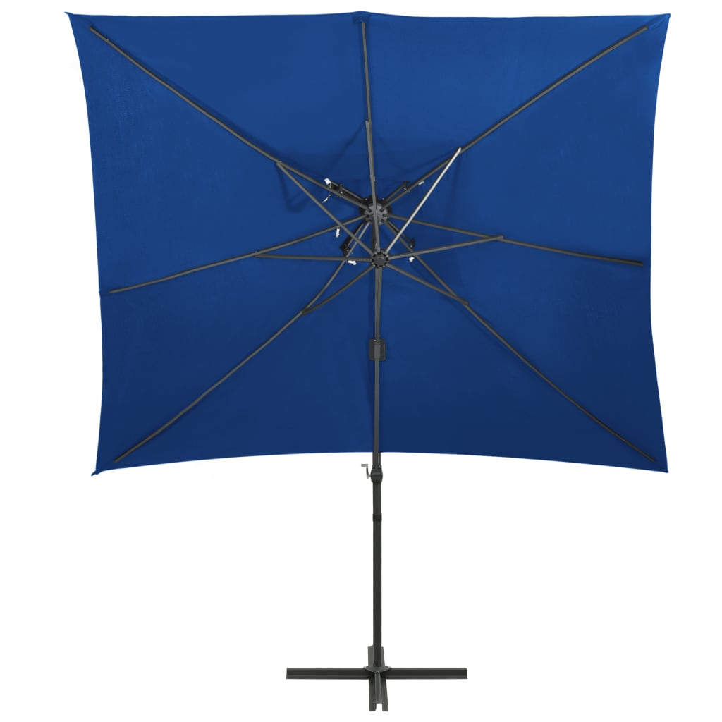 vidaXL Parasol de jardin en porte-à-faux à double toit bleu azuré