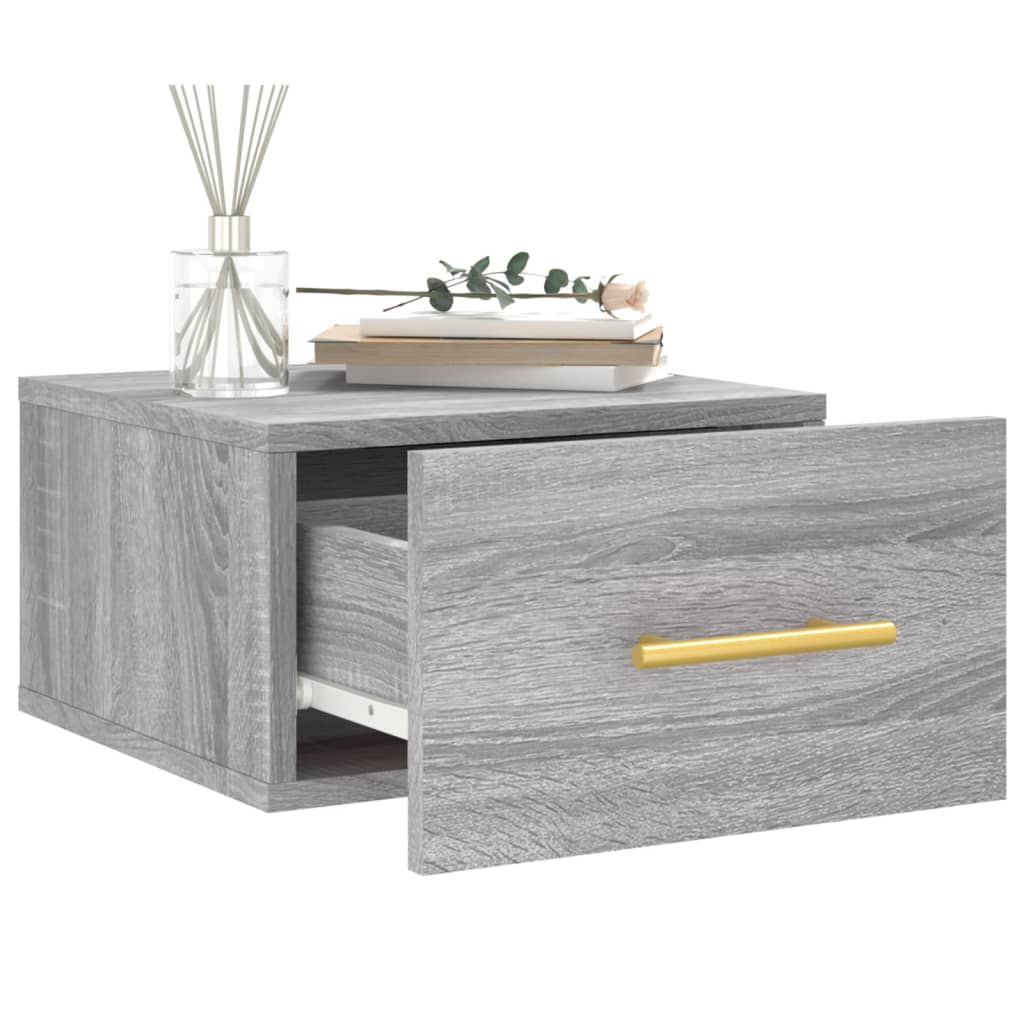 vidaXL Table de chevet murale sonoma gris 35x35x20 cm