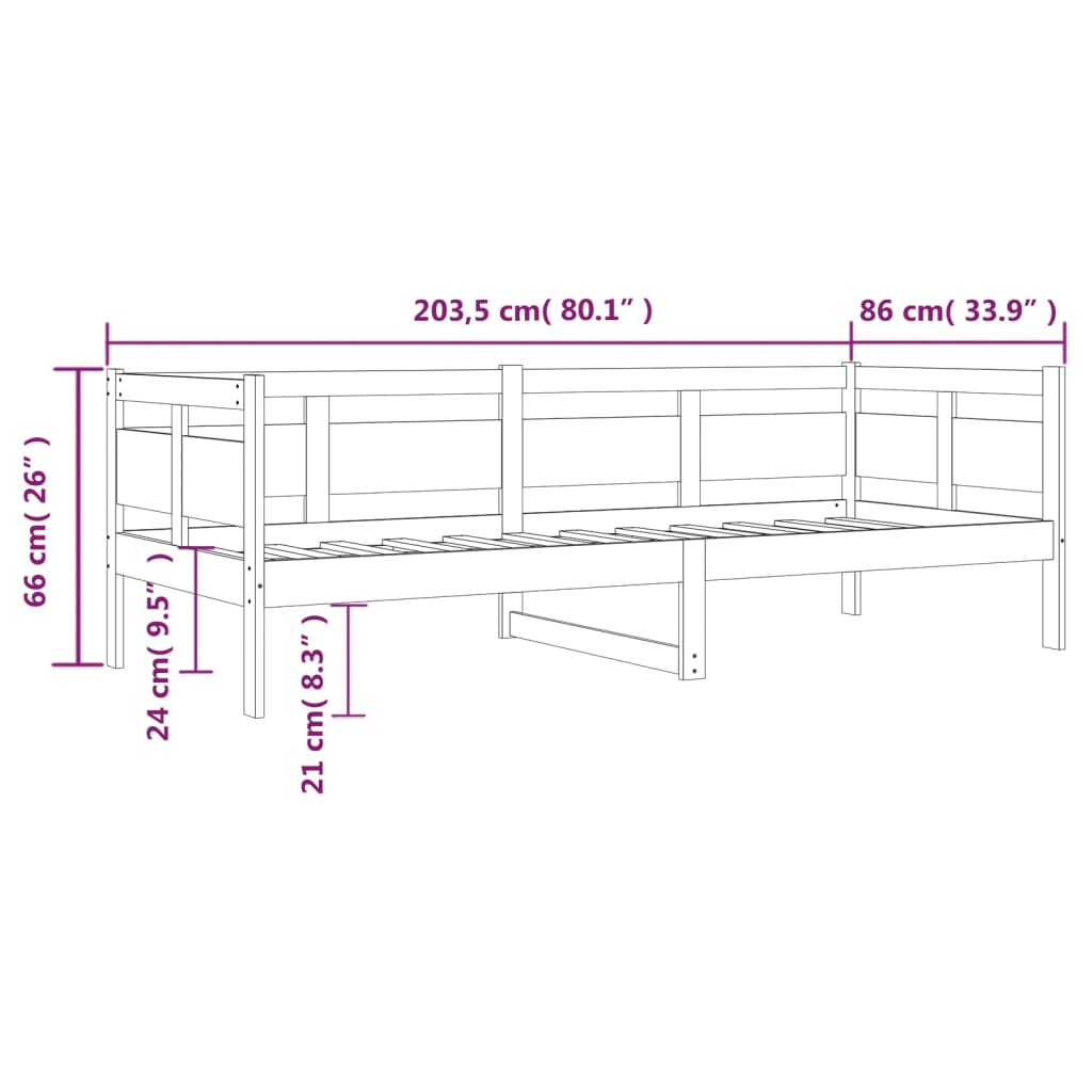 vidaXL Lit de jour sans matelas bois de pin massif 80x200 cm