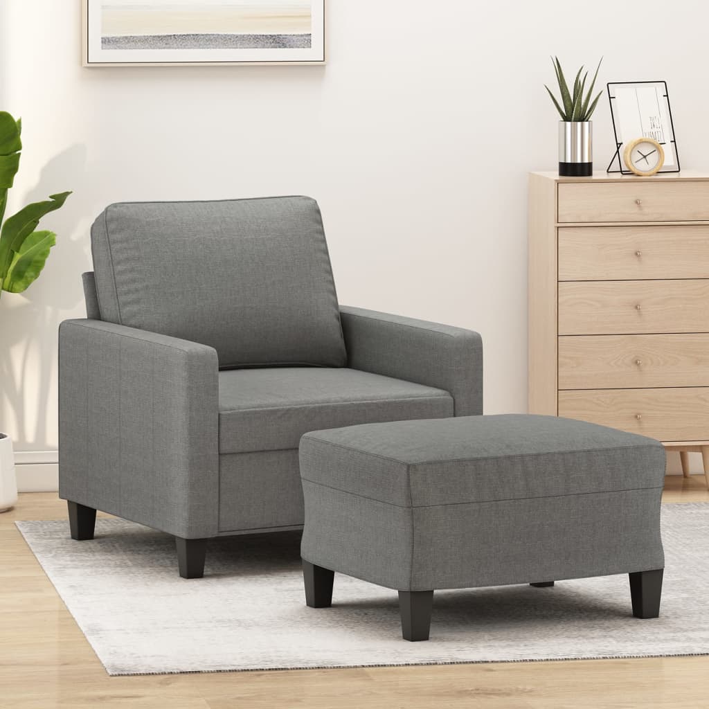 vidaXL Fauteuil avec repose-pied Gris foncé 60 cm Tissu