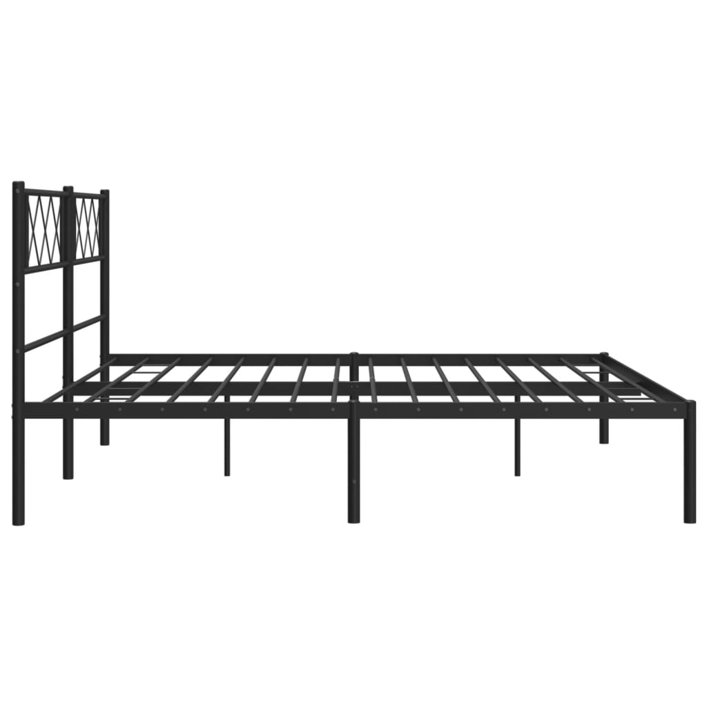 vidaXL Cadre de lit métal sans matelas avec tête de lit noir 200x200cm