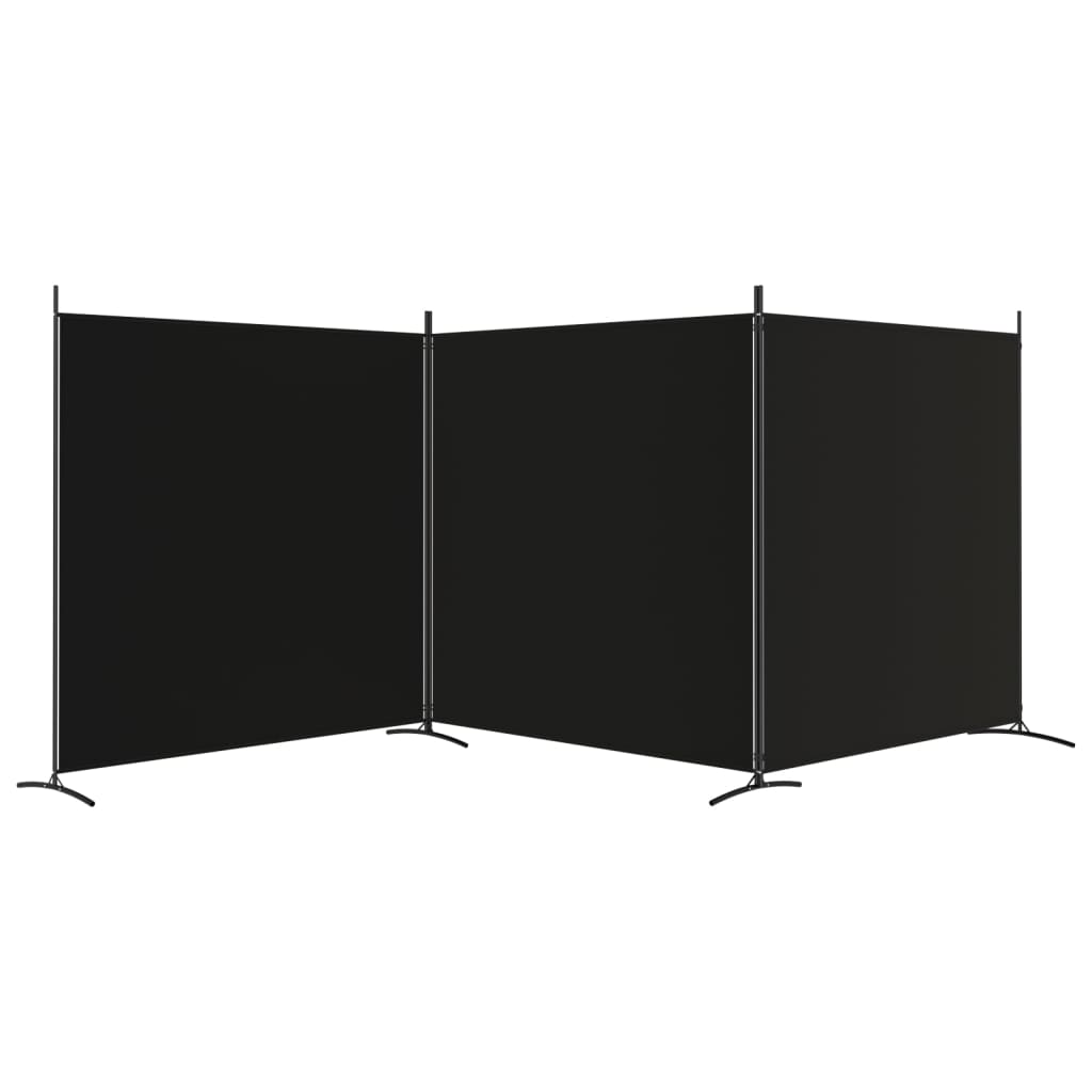 vidaXL Cloison de séparation 3 panneaux Noir 525x180 cm Tissu