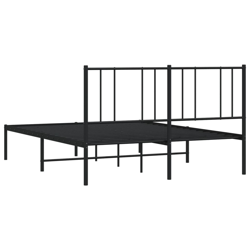 vidaXL Cadre de lit métal sans matelas avec tête de lit noir 150x200cm