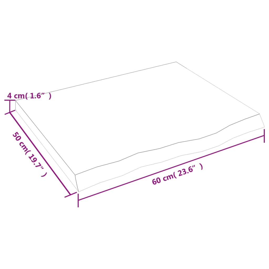 vidaXL Comptoir de salle de bain 60x50x(2-4) cm bois massif non traité