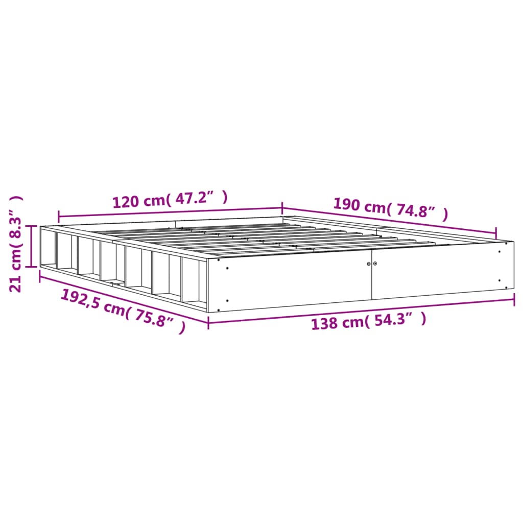 vidaXL Cadre de lit sans matelas cire marron 120x190cm bois pin massif