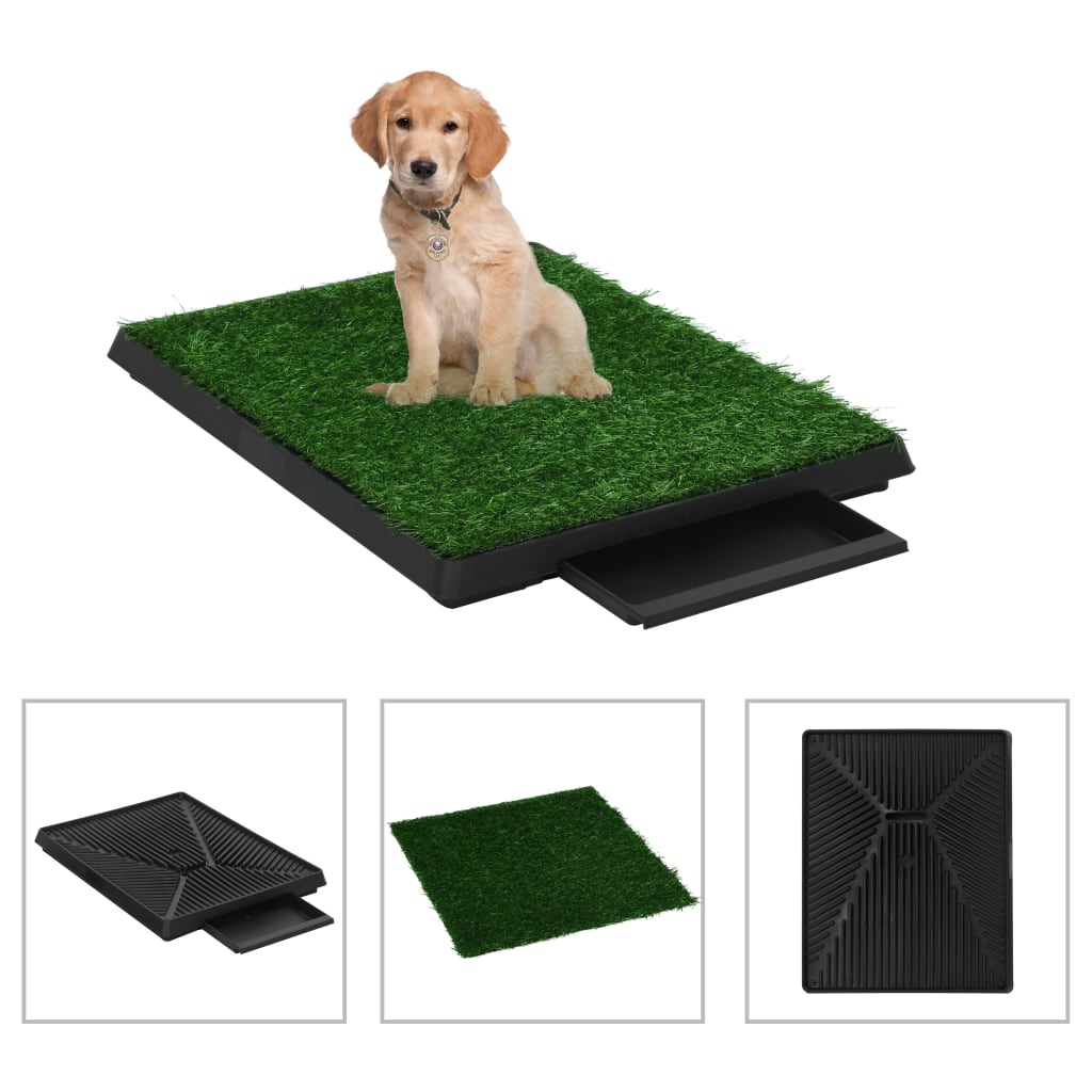 vidaXL Tapis pour animaux avec plateau et gazon artificiel Vert