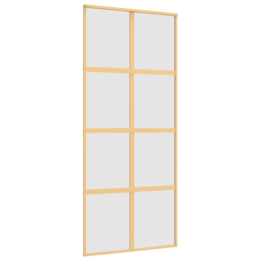 vidaXL Porte coulissante doré 90x205 cm verre ESG dépoli et aluminium