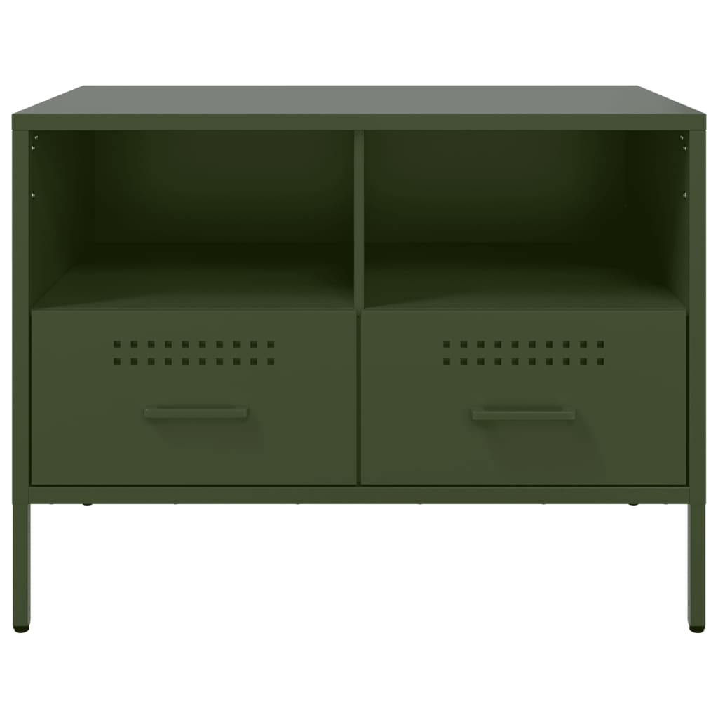 vidaXL Meuble TV vert olive 68x39x50,5 cm acier