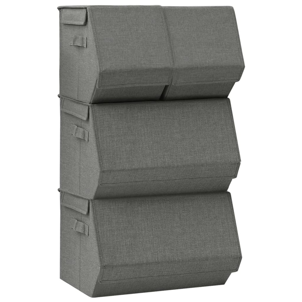 vidaXL Boîtes de rangement empilables 4 pcs Tissu Anthracite