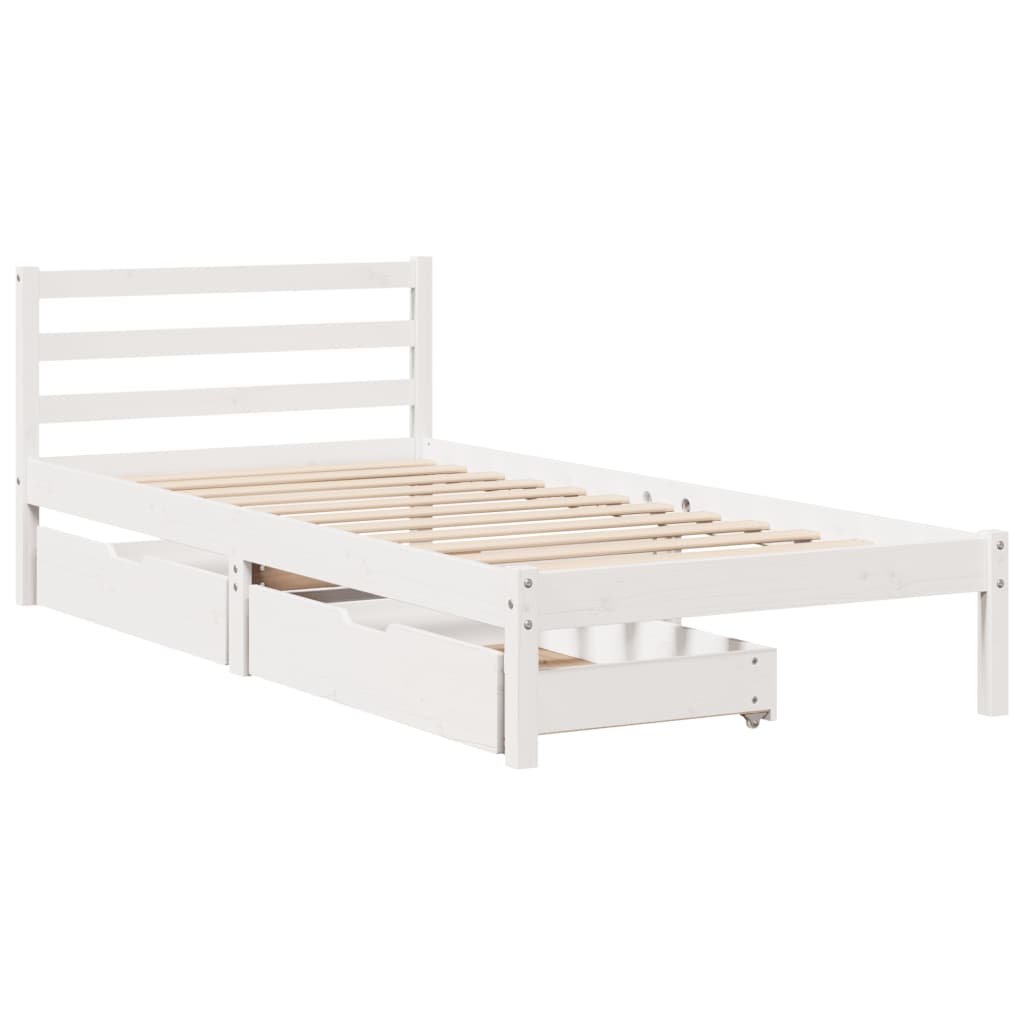 vidaXL Cadre de lit sans matelas blanc 75x190 cm bois de pin massif