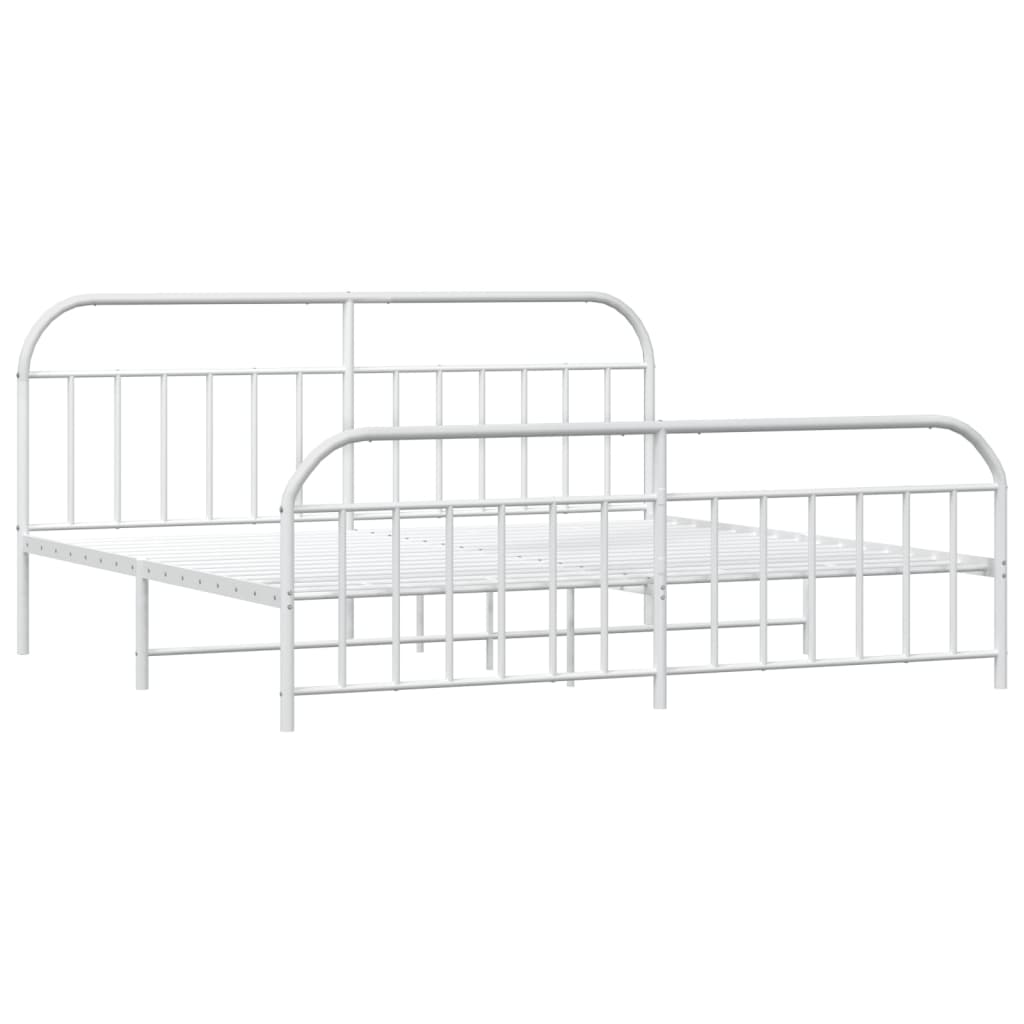 vidaXL Cadre de lit métal sans matelas et pied de lit blanc 193x203 cm