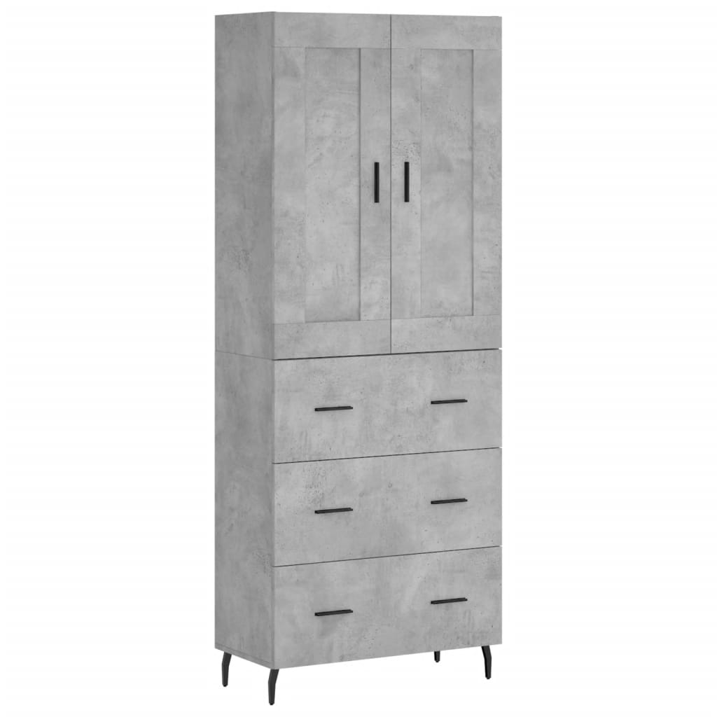 vidaXL Buffet haut Gris béton 69,5x34x180 cm Bois d'ingénierie