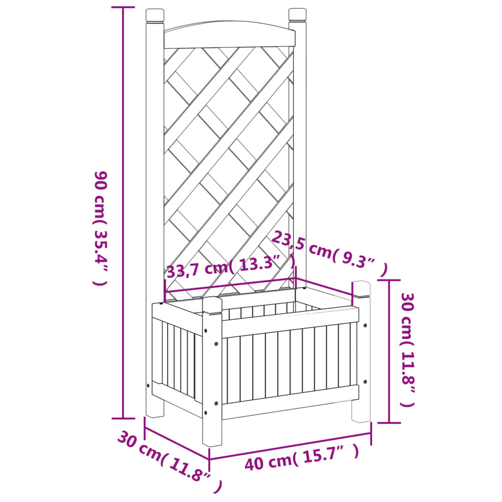 vidaXL Jardinière avec treillis marron bois massif de sapin