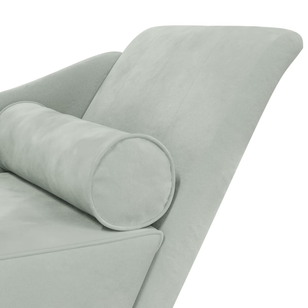 vidaXL Chaise longue avec coussins gris clair velours