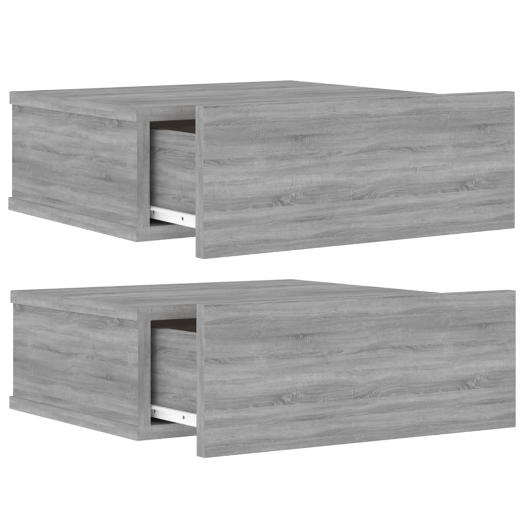 vidaXL Tables de chevet flottantes 2 pcs Sonoma gris 40x30x15 cm