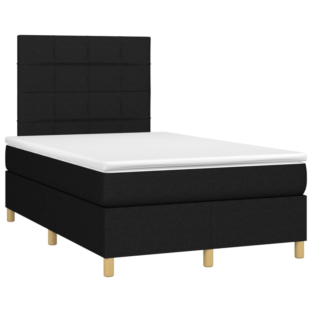 vidaXL Sommier à lattes de lit et matelas et LED Noir 120x200 cm Tissu