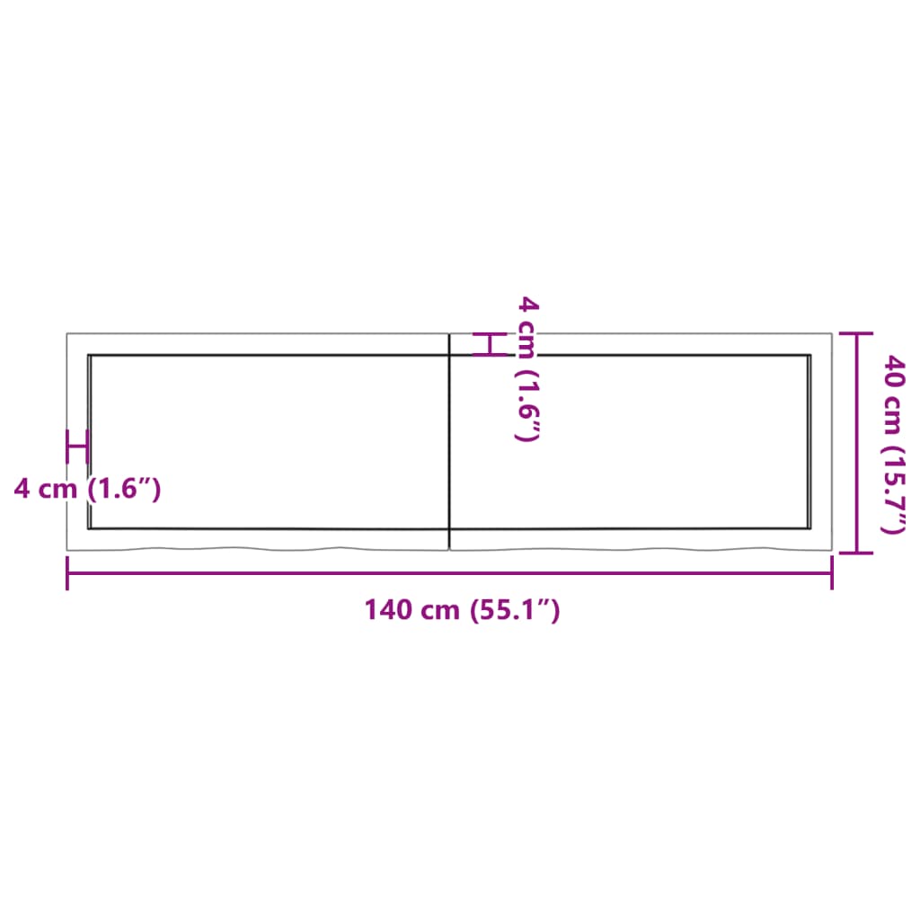 vidaXL Dessus de table 140x40x(2-4) cm bois de chêne massif non traité