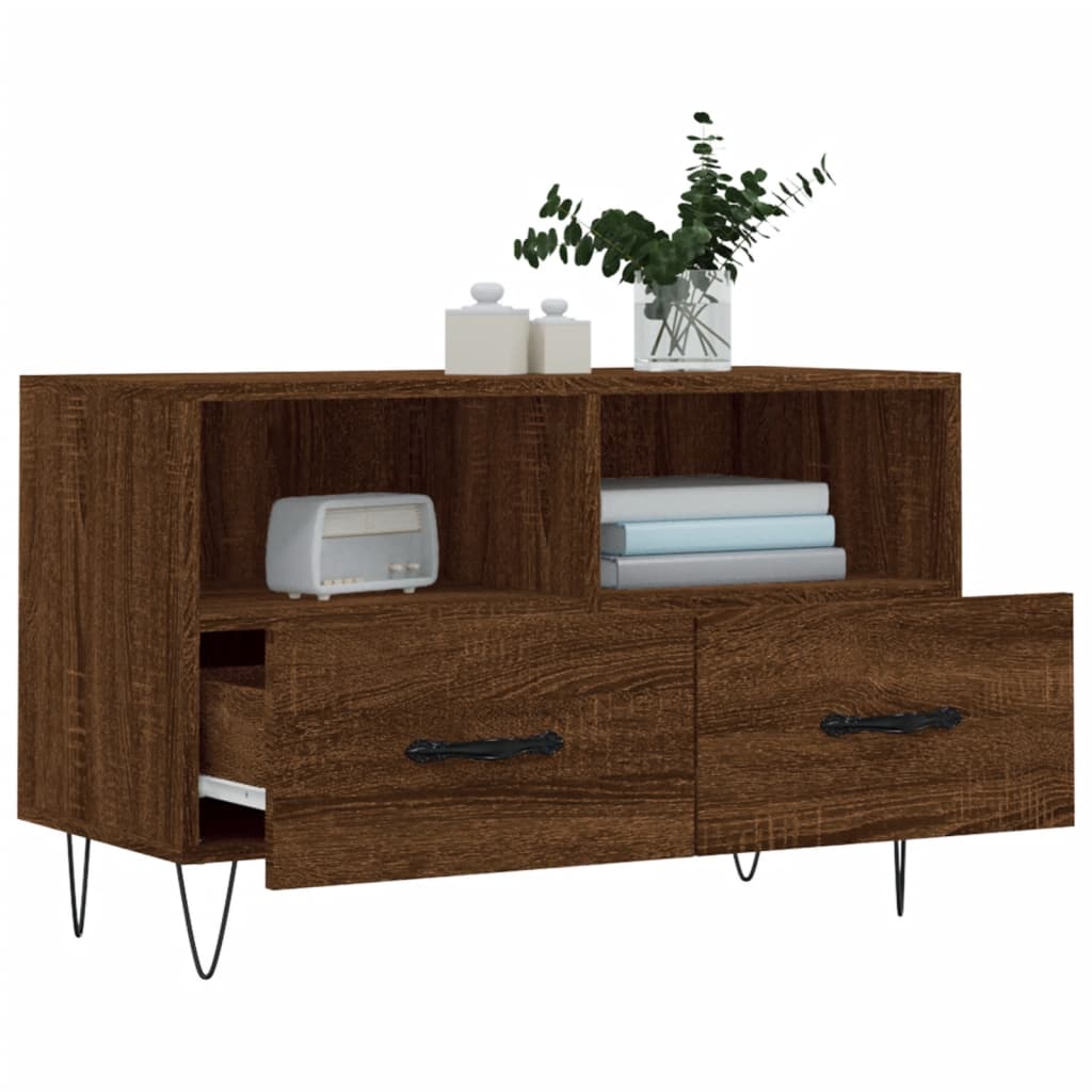 vidaXL Meuble TV Chêne marron 80x36x50 cm Bois d'ingénierie