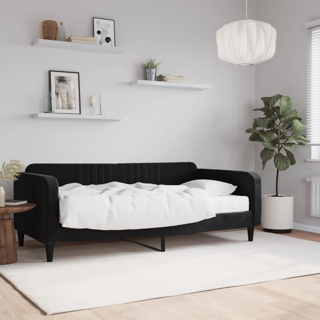 vidaXL Lit de jour avec matelas noir 90x190 cm velours