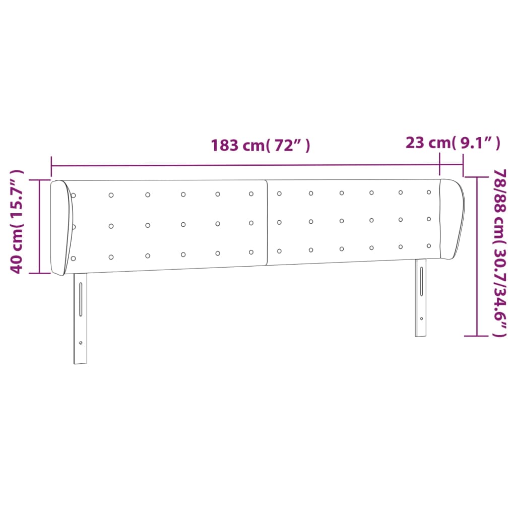 vidaXL Tête de lit avec oreilles Cappuccino 183x23x78/88 cm Similicuir