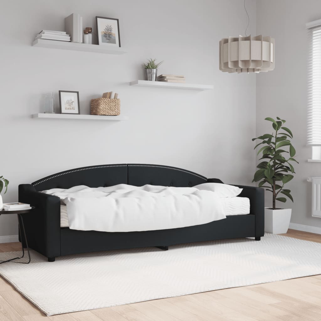 vidaXL Lit de jour avec matelas noir 80x200 cm tissu