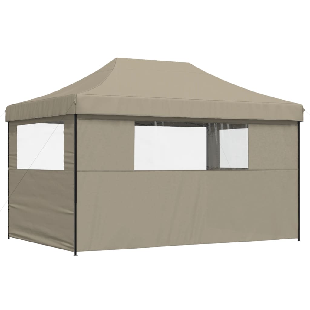 vidaXL Tente de réception pliable escamotable 3 parois latérales taupe