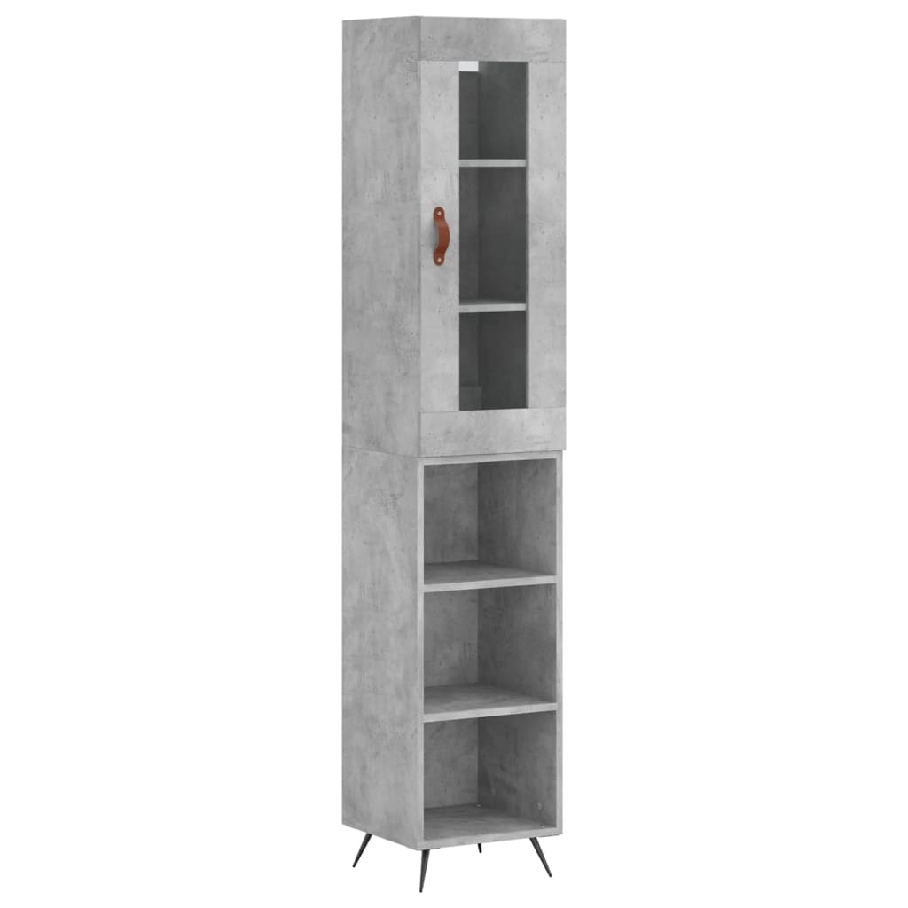 vidaXL Buffet haut Gris béton 34,5x34x180 cm Bois d'ingénierie