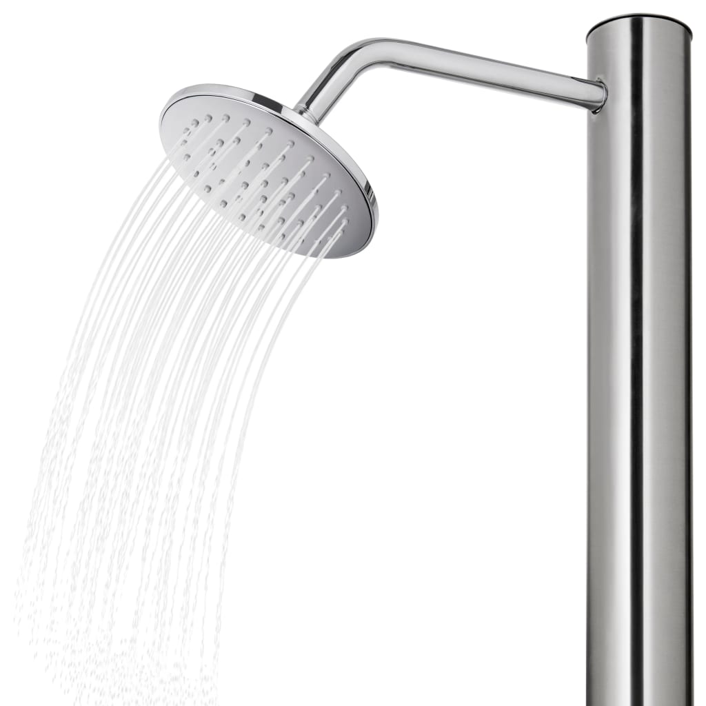 vidaXL Douche de jardin avec base gris 220 cm Acier inoxydable