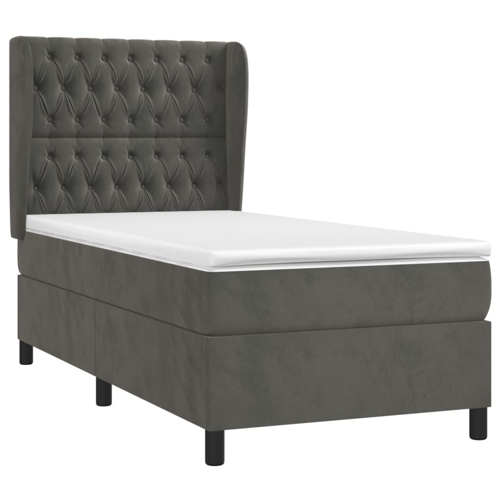 vidaXL Sommier à lattes de lit et matelas Gris foncé 80x200 cm Velours