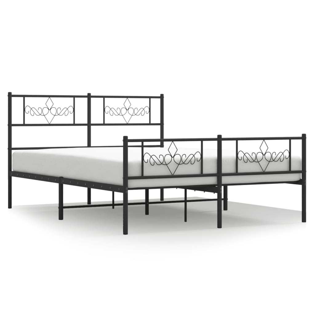 vidaXL Cadre de lit métal sans matelas avec pied de lit noir 150x200cm