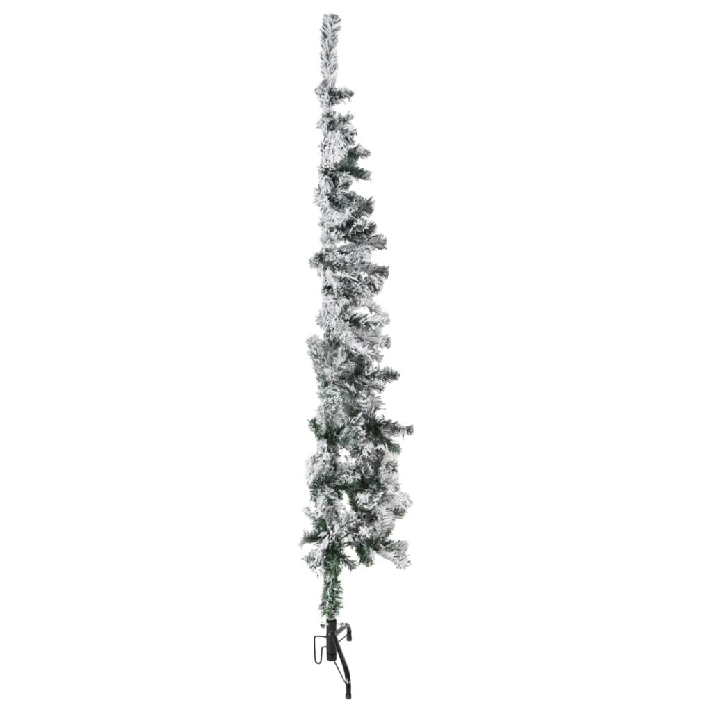 vidaXL Demi sapin de Noël artificiel mince avec neige floquée 150 cm