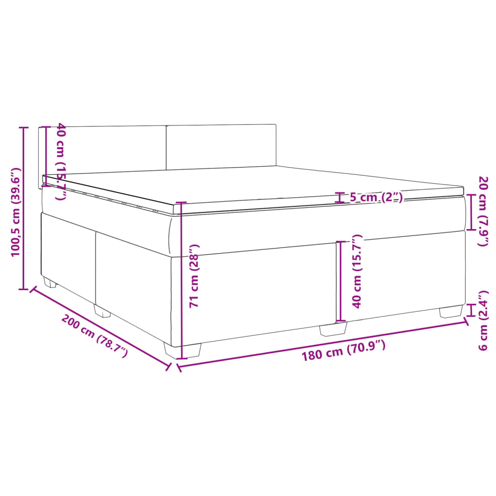 vidaXL Sommier à lattes de lit et matelas Gris clair 180x200cm Velours