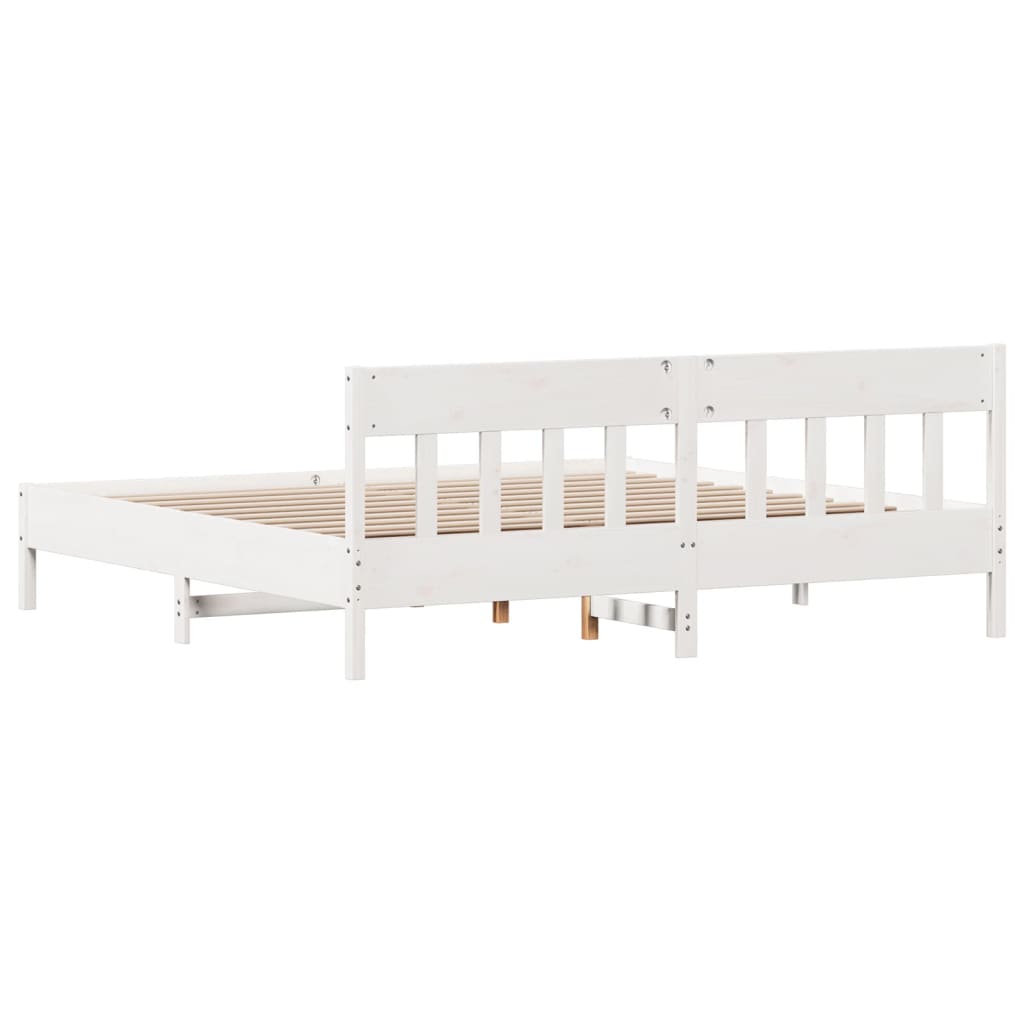 vidaXL Cadre de lit sans matelas blanc 200x200 cm bois massif de pin