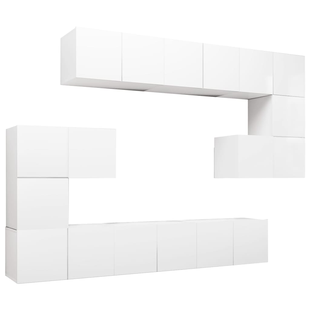 vidaXL Ensemble de meubles TV 10 pcs Blanc Bois d'ingénierie