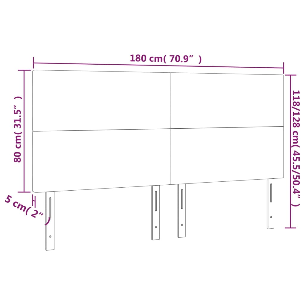 vidaXL Tête de lit à LED Noir 180x5x118/128 cm Similicuir