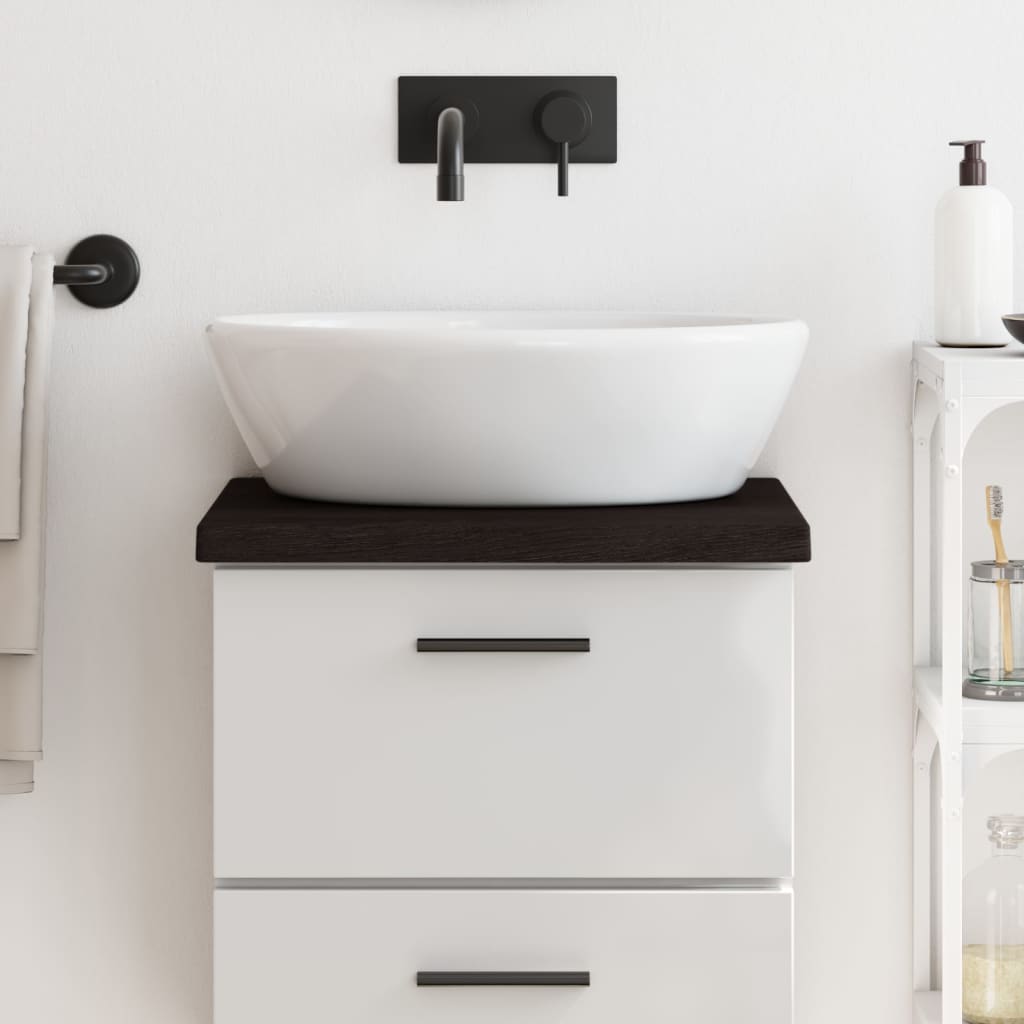 vidaXL Comptoir de salle de bain marron foncé bois massif traité