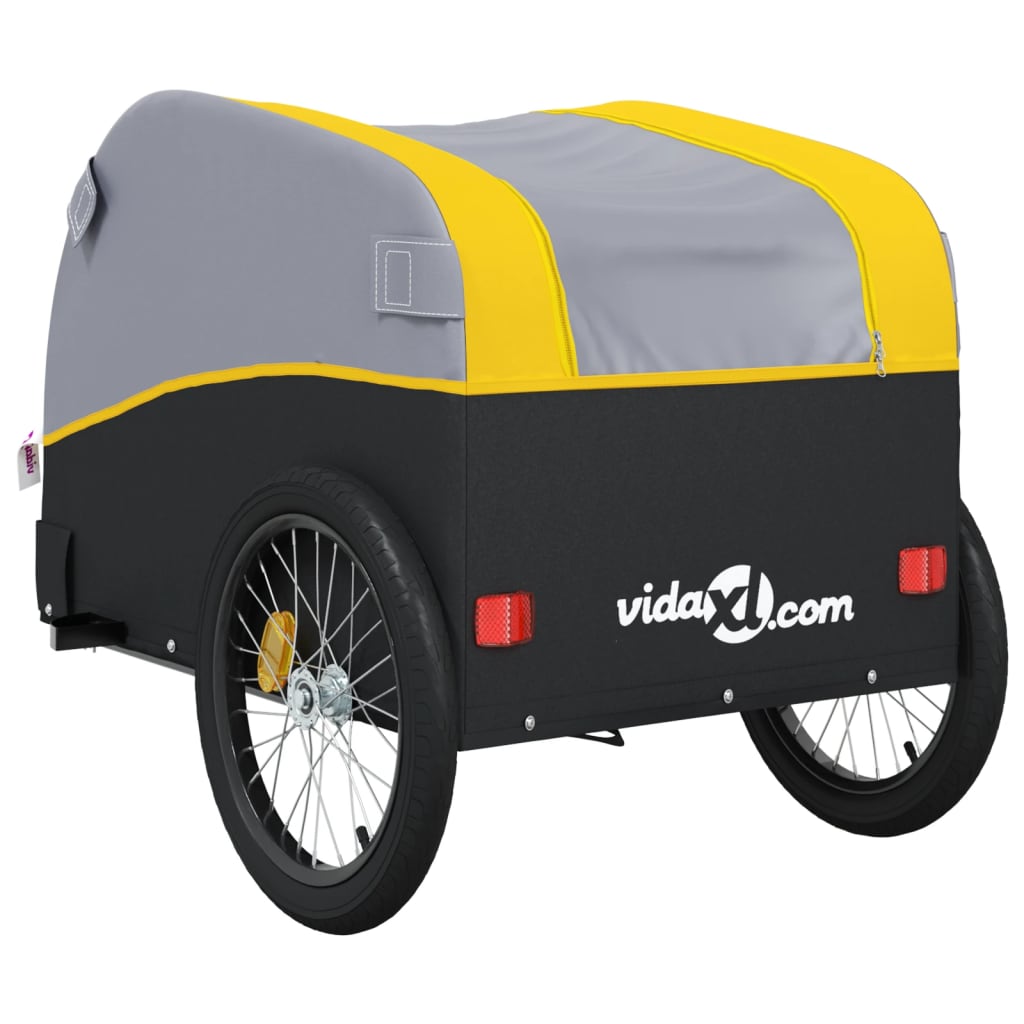 vidaXL Remorque pour vélo noir et jaune 45 kg fer