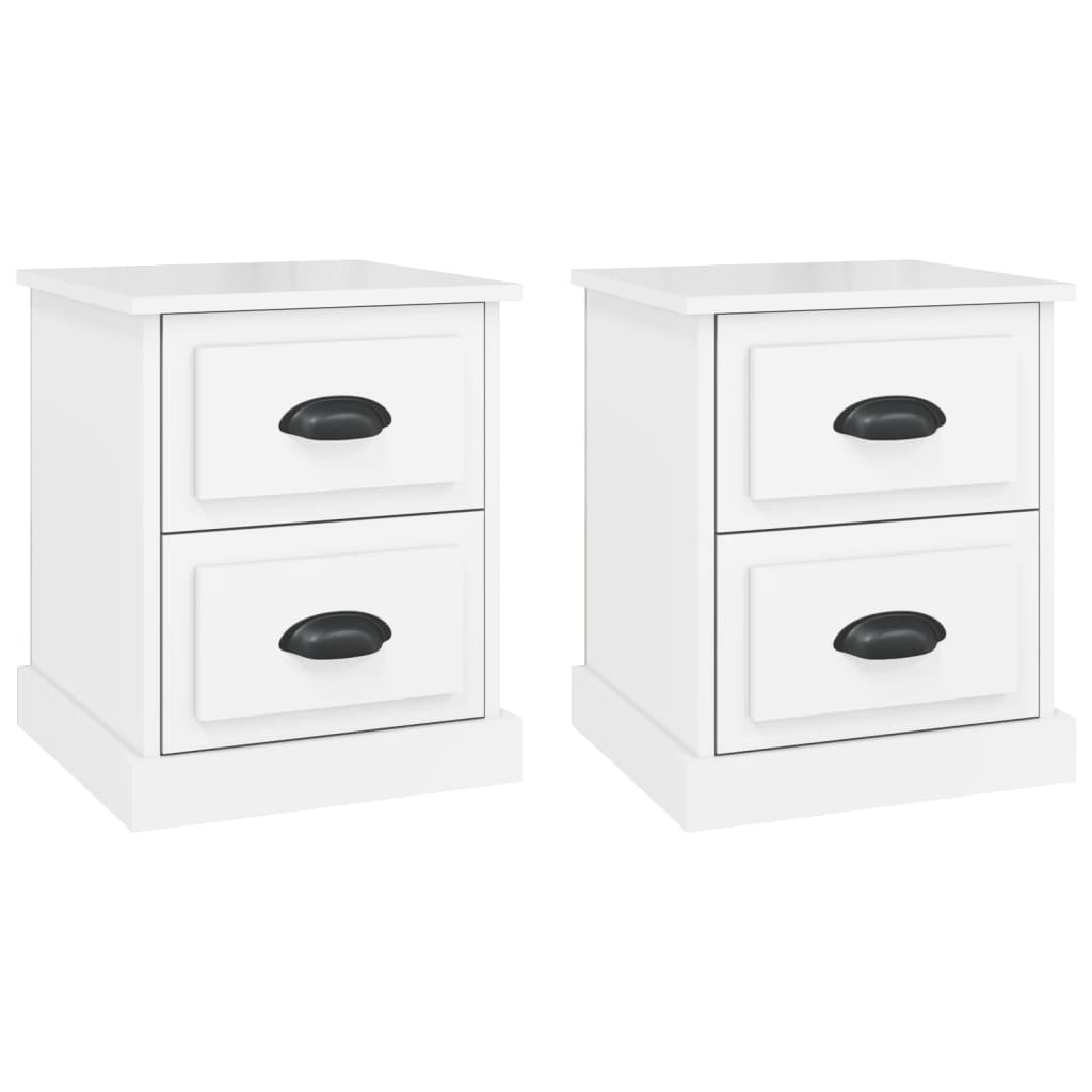 vidaXL Tables de chevet 2 pcs blanc brillant 39x39x47,5 cm