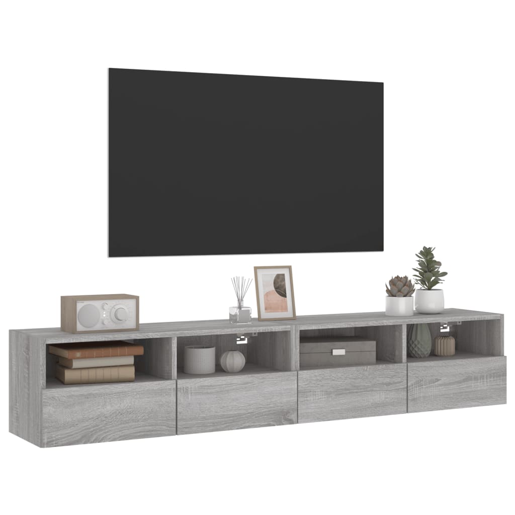 vidaXL Meubles TV muraux 2pcs sonoma gris 80x30x30cm bois d'ingénierie