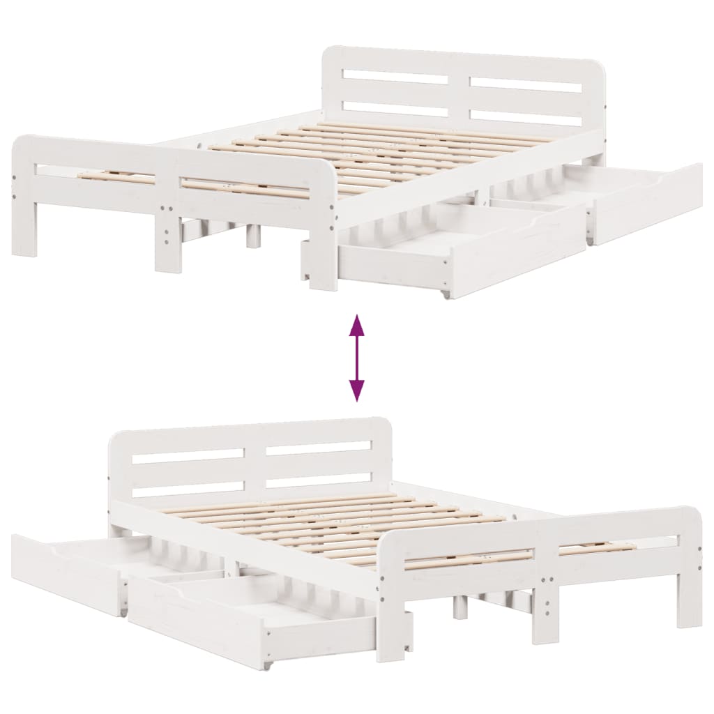 vidaXL Cadre de lit sans matelas blanc 120x190 cm bois de pin massif