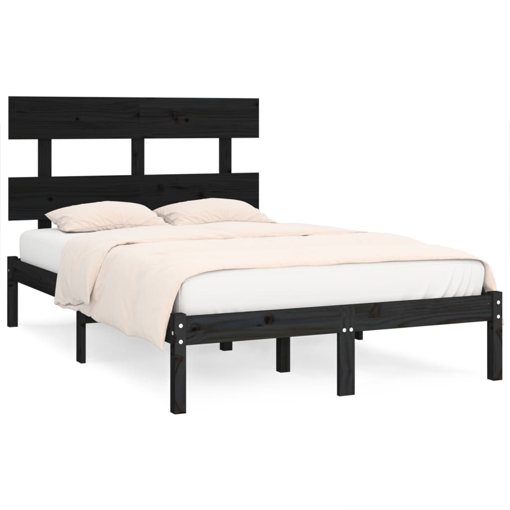 vidaXL Cadre de lit sans matelas noir 140x190 cm bois massif