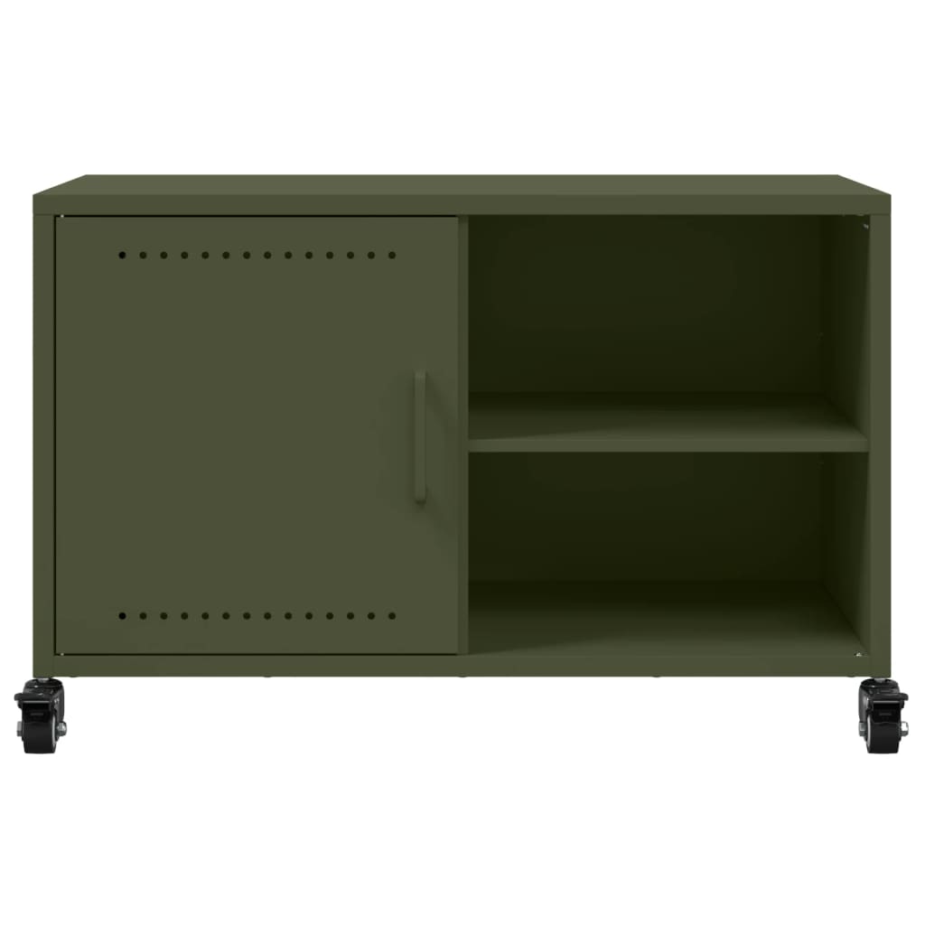 vidaXL Meuble TV vert olive 68x39x43,5 cm acier